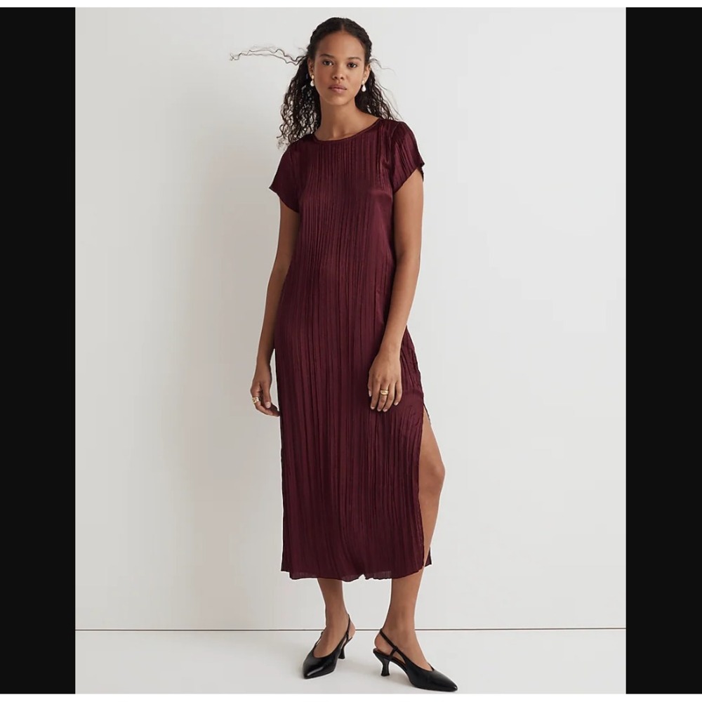 Madewell NEW NWT Womens XS Red Short Sleeve Slip Midi Dress NO110